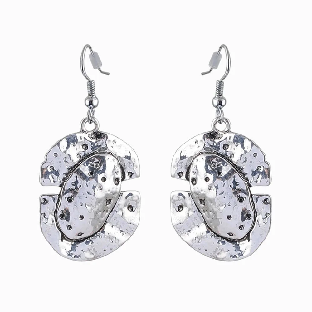 

New Fashion Hammered Geometric Hoop Statement Earrings