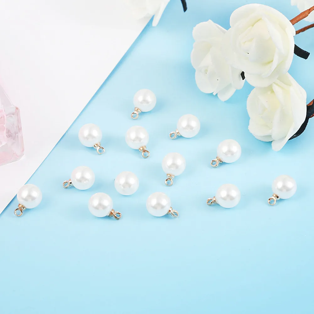 6/8/10mm 10pcs ABS Pearl Beads Charm for Earring Necklace DIY Jewelry Findings Making Earring Necklace Pendant Accessories