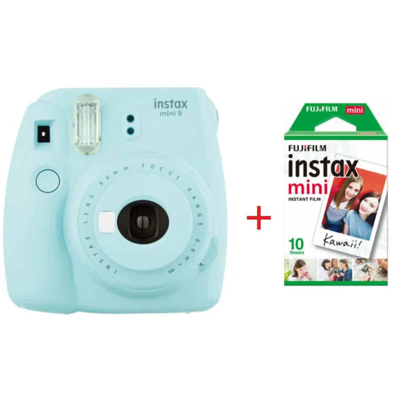 ice Blue Фотокамера моментальной печати Fujifilm Instax Mini 9 для мгновенной фотосъемки Polaroid, фотокамера в 5 цветах, фотокамера моментальной печати, Подарочная пленка - Цвет: ice Blue
