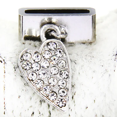 Crystal Heart Silver Кристалл юкам Сердце Любовь Дерево жизни болтаются белый серый черный оранжевый кисточкой кулон слайд талисманы хранитель для браслета ювелирных изделий - Окраска металла: Crystal Heart Silver
