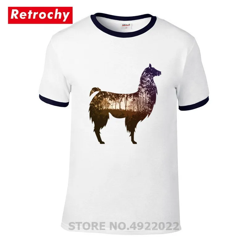 Ламы пейзаж природы леса футболка Geek Hipster животного Llama высокого качества