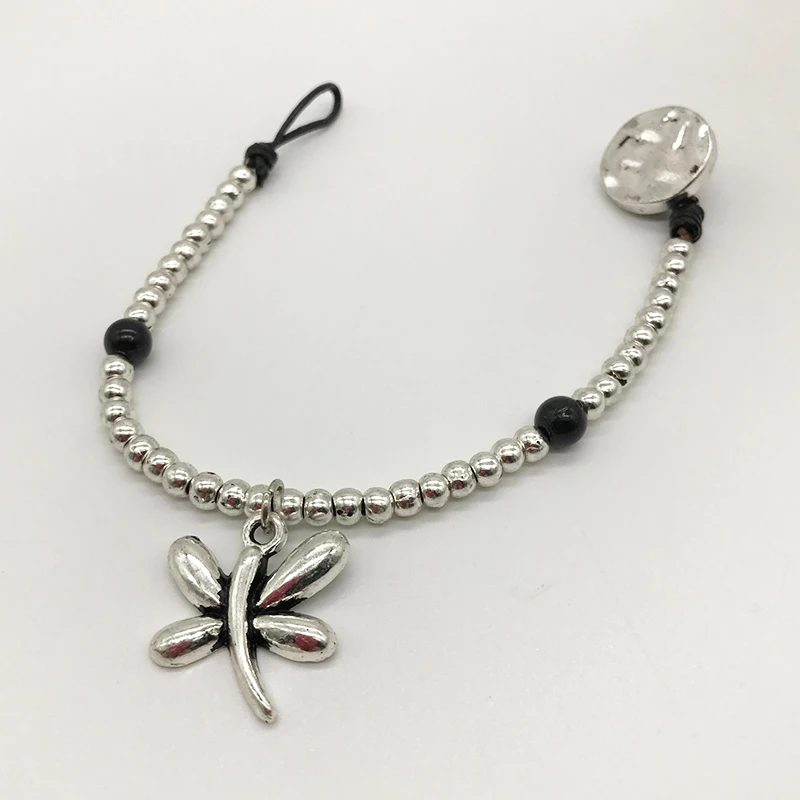 Hand Made Braided Beaded Bracelets Antique Silver Black Hollow Heart Dragonfly Wing for women B048 | Украшения и аксессуары