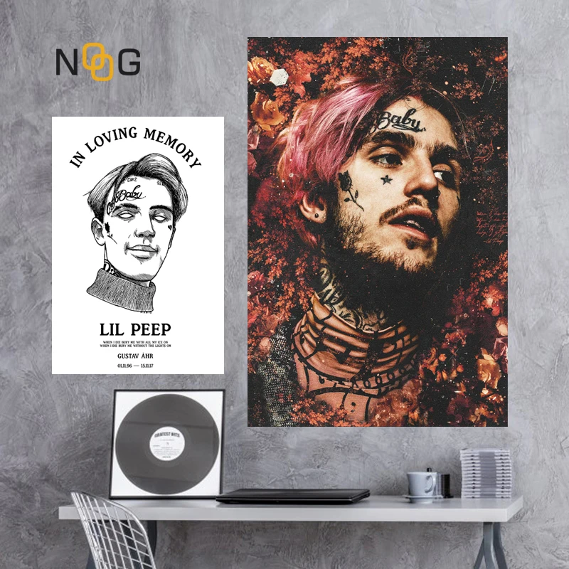 Настенный постер NOOG Lil Peep настенные картины в стиле хип хоп плакаты и принты на