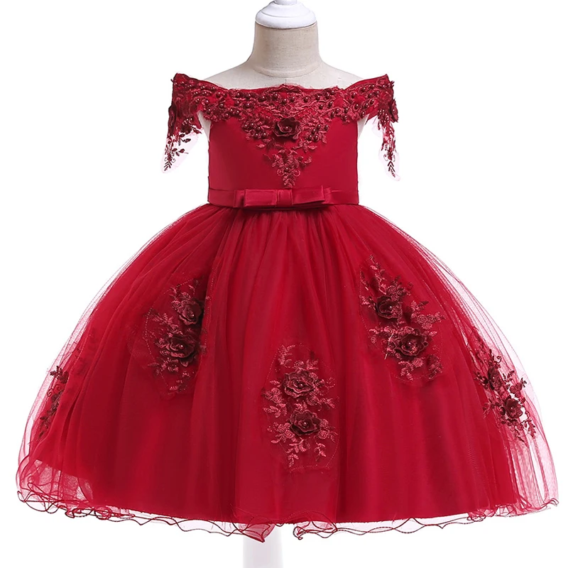 2022 Summer Dress Girl Shoulderless Princess Kids Dresses For Girls Children Clothing Party And Wedding 10 Year | Детская одежда и