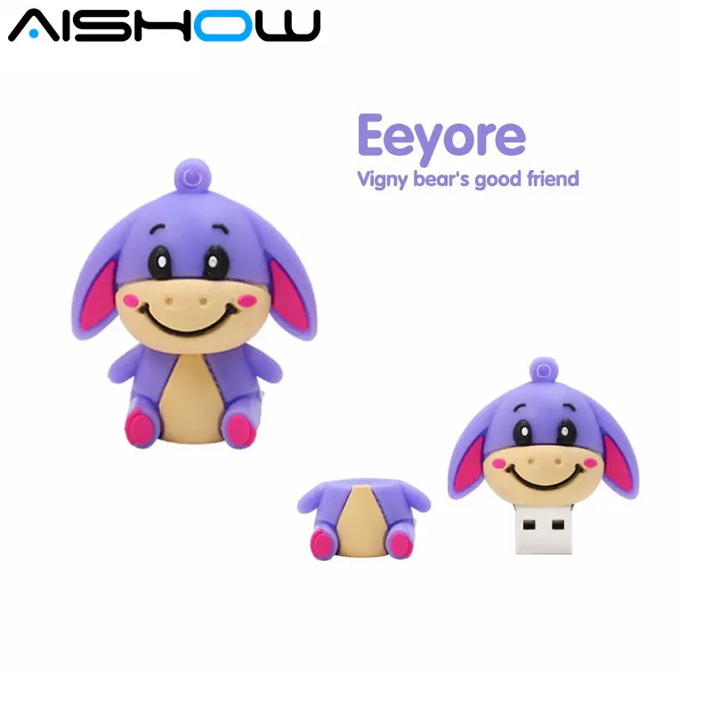 100% реальный объем eeyore Donkey USB флэш накопители силиконовые животные usb 2 0 ГБ 4 8 16