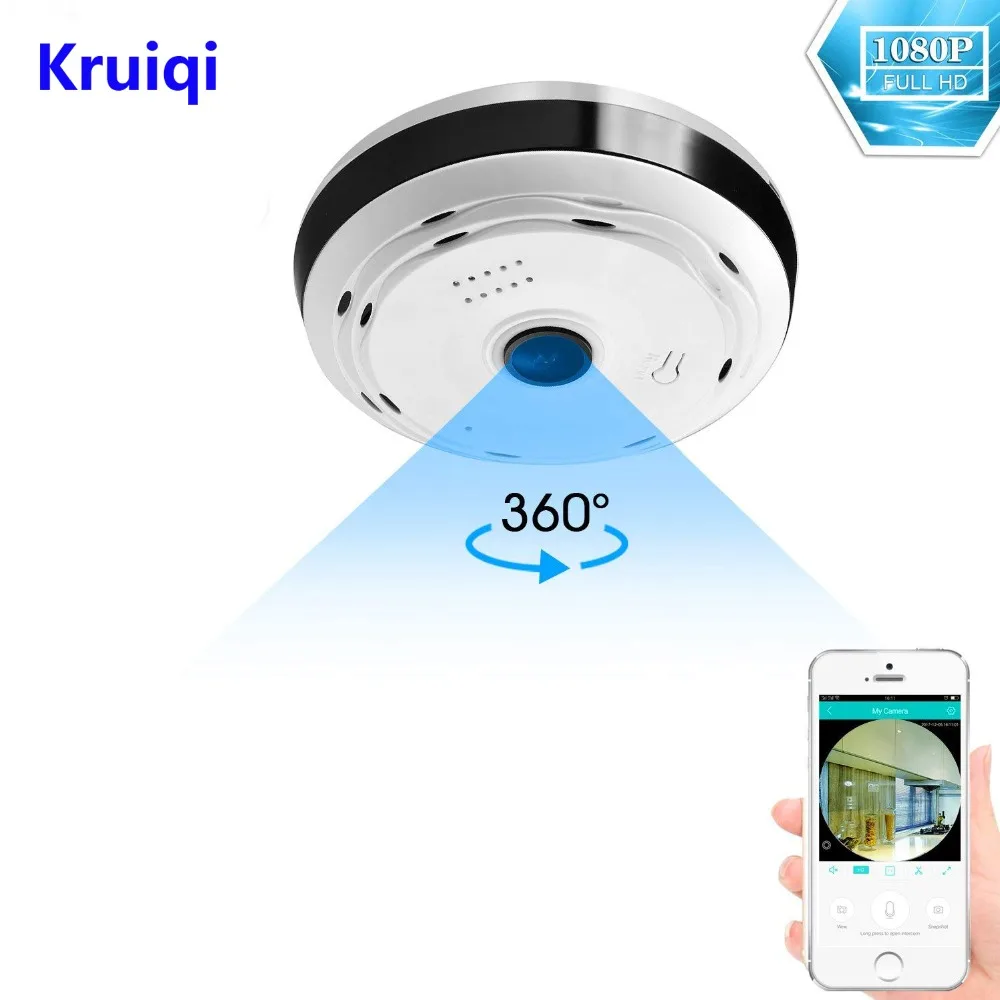 Kruiqi 360 градусов панорамная Wifi камера HD 1080P Камера Безопасности Детский Монитор