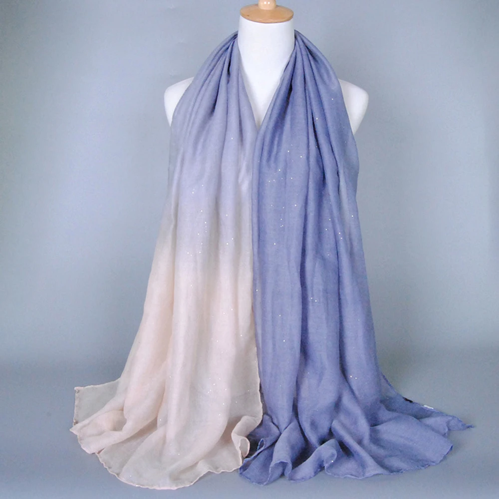 Women Gradient Scarf Stole Wrap Shawl Soft Cotton Linen Yarn Bali Scarves Elegant Bronzing Long Shawls Wraps Multicolor 180*90CM |