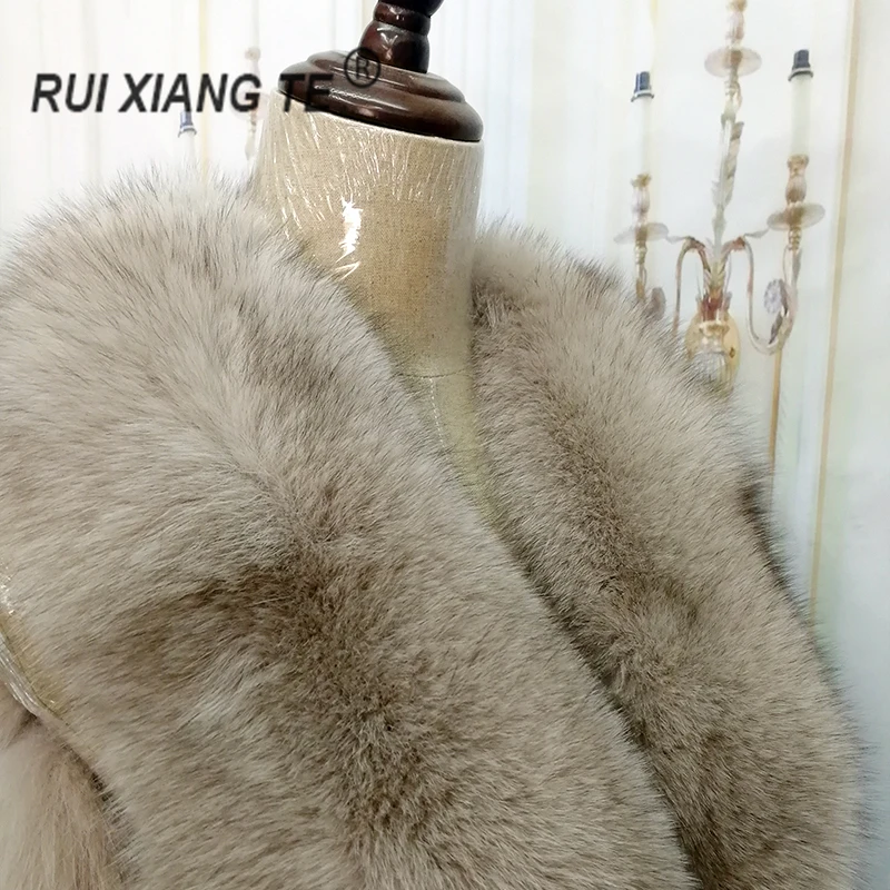 RuiXiangTe женсйкая натуральная шуба пальто с меховой Зимние целая песец Жилет поясом