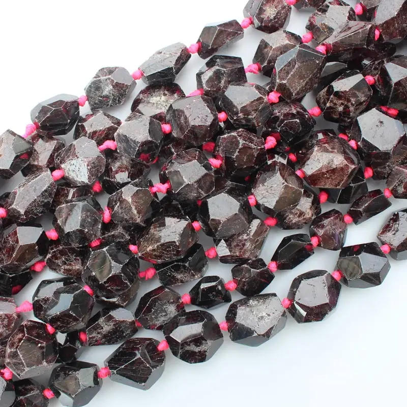 

Faceted Natural Red Garnet 9-12mmX18-20mm Irregular beads 16"/40cm per strand