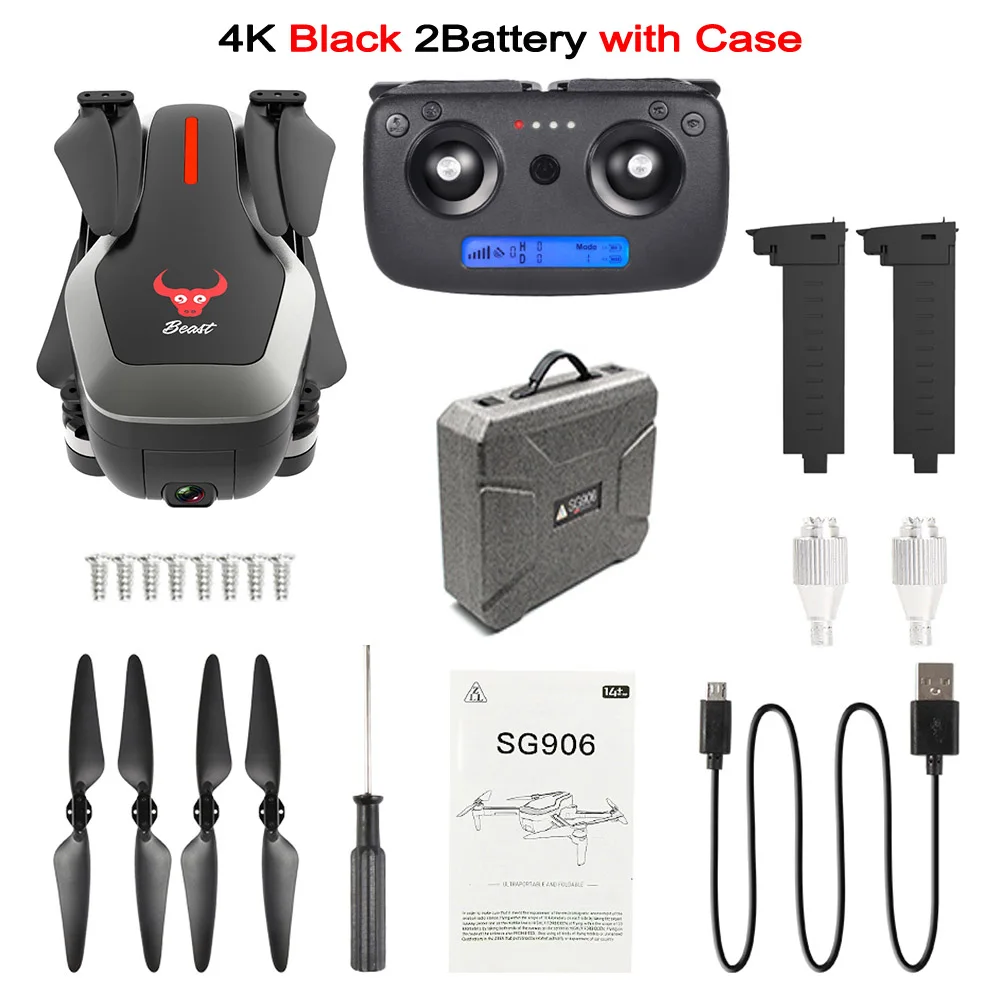 4K 2BAT Case B SG906 gps 5G wifi FPV RC Дрон 4K бесщеточный селфи Дрон с камерой HD RC Квадрокоптер складной Дрон VS Visuo XS816 F11 Дрон - Цвет: 4K 2BAT Case B