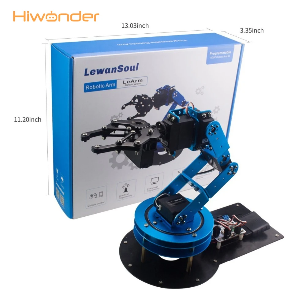 Hiwonder Industrial 6 DOF Robot Arduino Arm в разобранном виде с пультом дистанционного управления