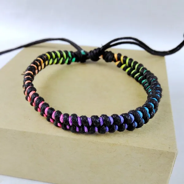 2pcs 2016 new fashion handmade silk twist wrist bracelet bangle cuff unique charm women men best gift colorful rainbow PUNK | Украшения и