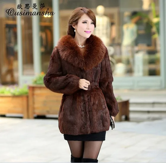 (TopFurMall) женская модель с воротником из лисьего меха зимняя шуба натурального