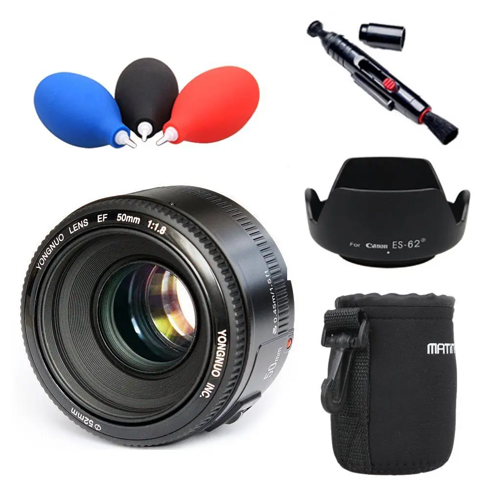 YONGNUO YN 50 мм объектив с фиксированным фокусом объектив EF 50 мм f/1.8 AF/MF линзы большой диафрагмой автофокус Объектив для Canon DSLR Камера