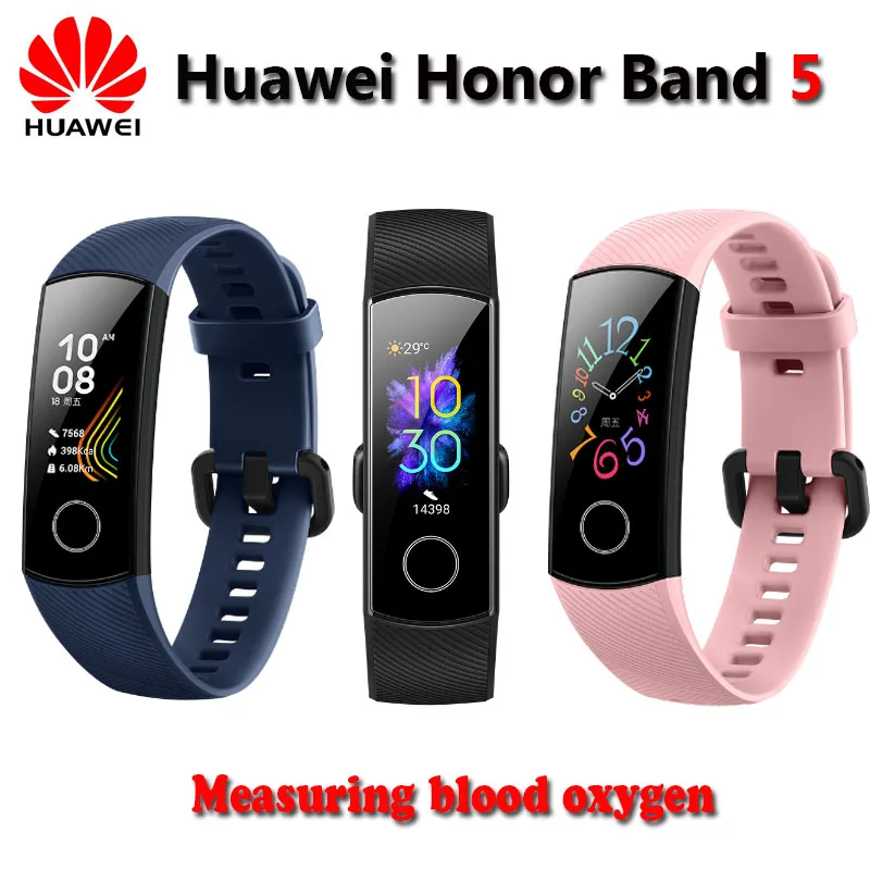 Оригинальный умный Браслет huawei Honor Band 5 Оксиметр волшебный цвет сенсорный экран