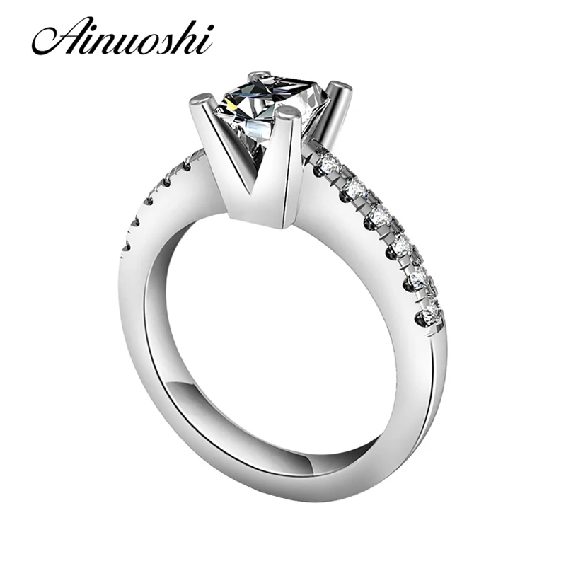 Женское Обручальное Кольцо AINUOSHI серое кольцо принцессы из стерлингового серебра