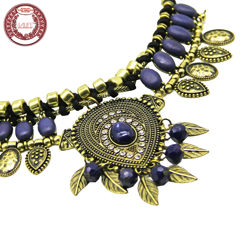 Halife марка богема стиль старинные лист шаблон себе ожерелье Форма вод падения