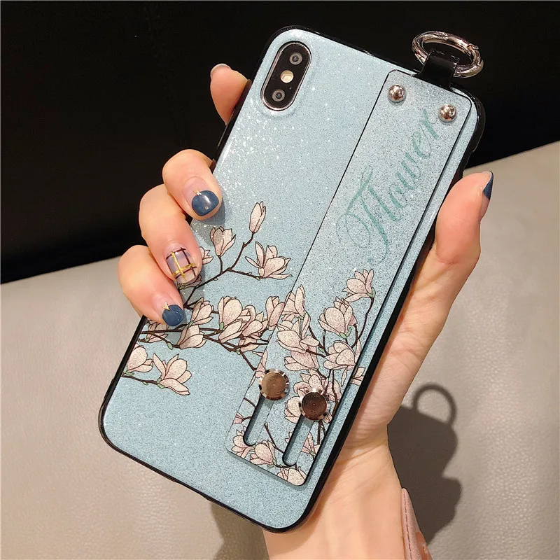 A only Wrist Strap Чехол с ремешком на запястье для huawei Y5 Y6 Y7 Y9 Prime Nova 5 5i 2 2s Pro, винтажный держатель с цветочным узором, чехол с ремешком Caqa - Цвет: A only Wrist Strap