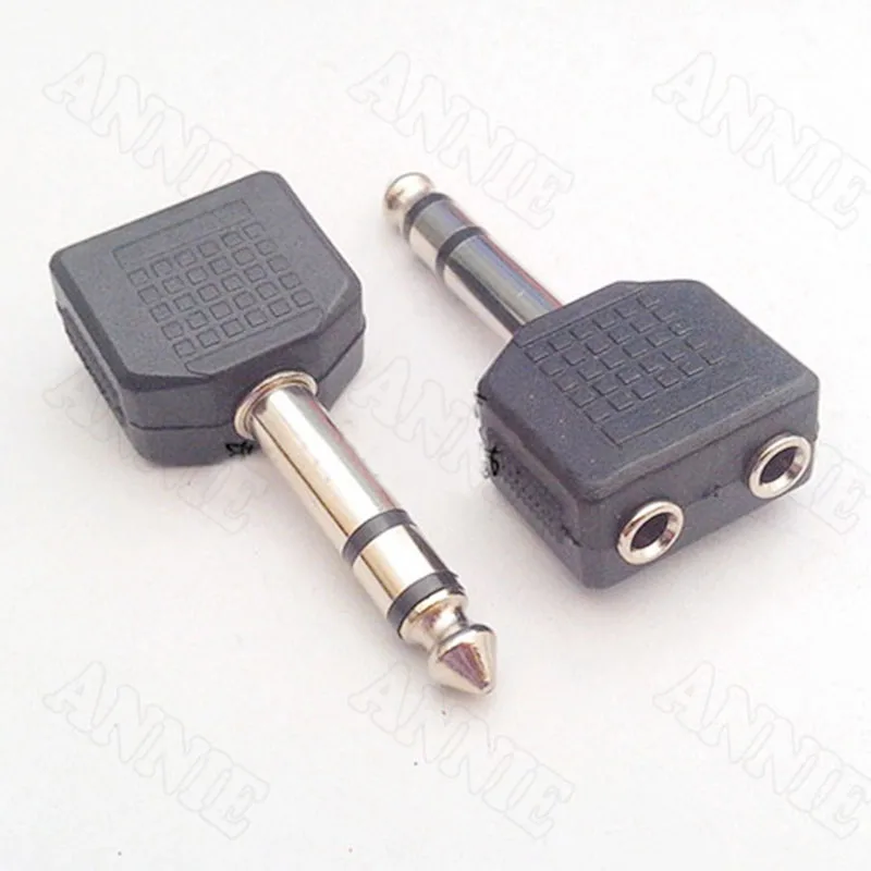

100pcs/lot 6.5 TRS 3 Pin turn Double 3.5 Female Audio Adaptor 6.35 Double Track Plug Turn Two 3.5 Interface