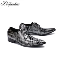 fashion snake skin prineted mens dress shoes zapatos de hombre lace up office formal shoes pointed toe party dress shoes for men