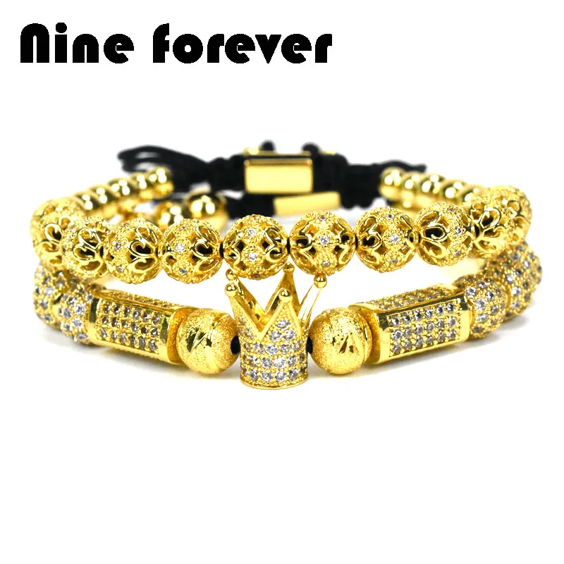 Nine forever Корона талисманы для мужчин плетеный браслет бусины браслеты для женщин pulseira masculina pulseira feminina ювелирные изделия