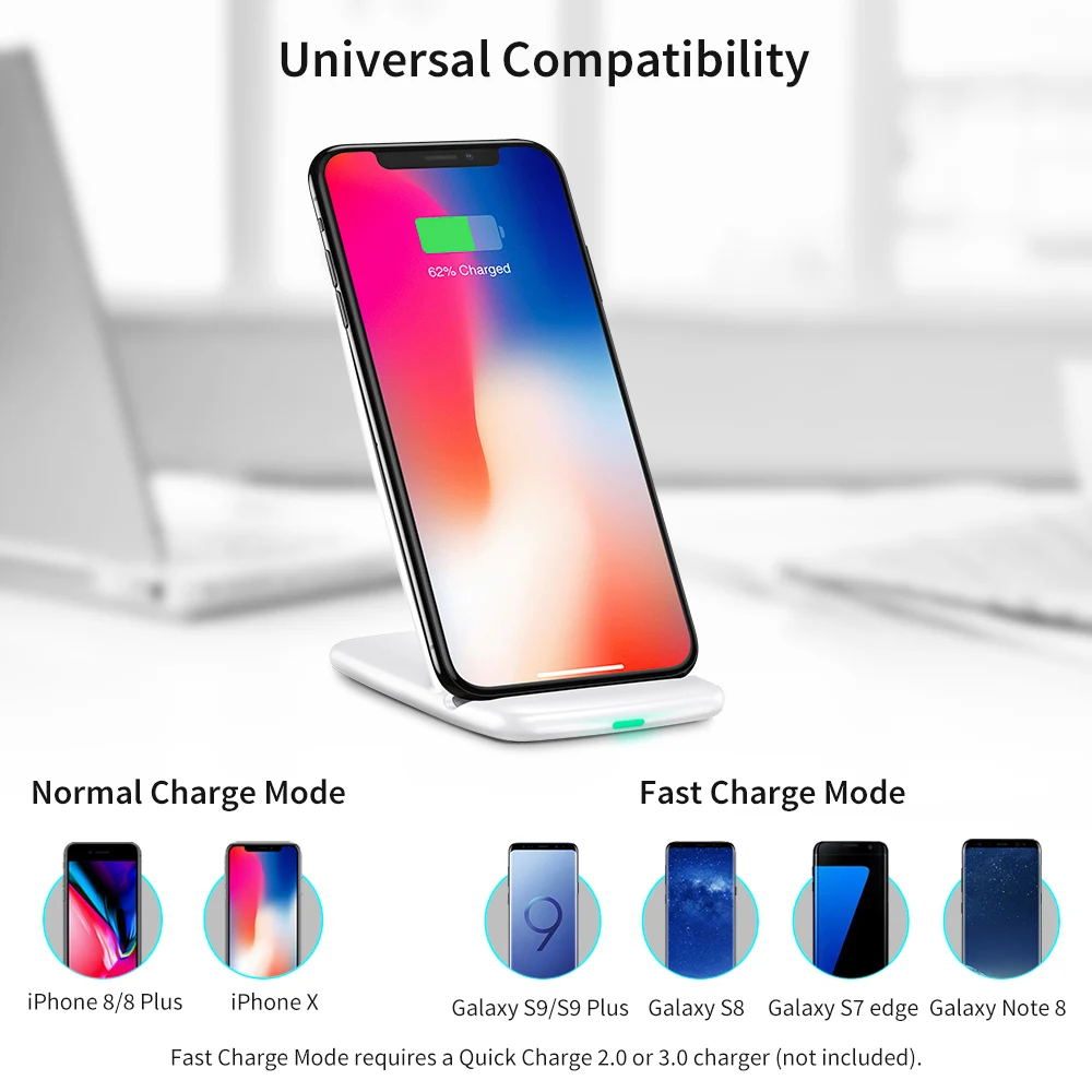 ESR Qi Беспроводное зарядное устройство для iPhone X 8 plus Быстрая Зарядка Док-станция Беспроводное зарядное устройство для samsung Note 8 S9 S8 Plus S7 S6 Edge
