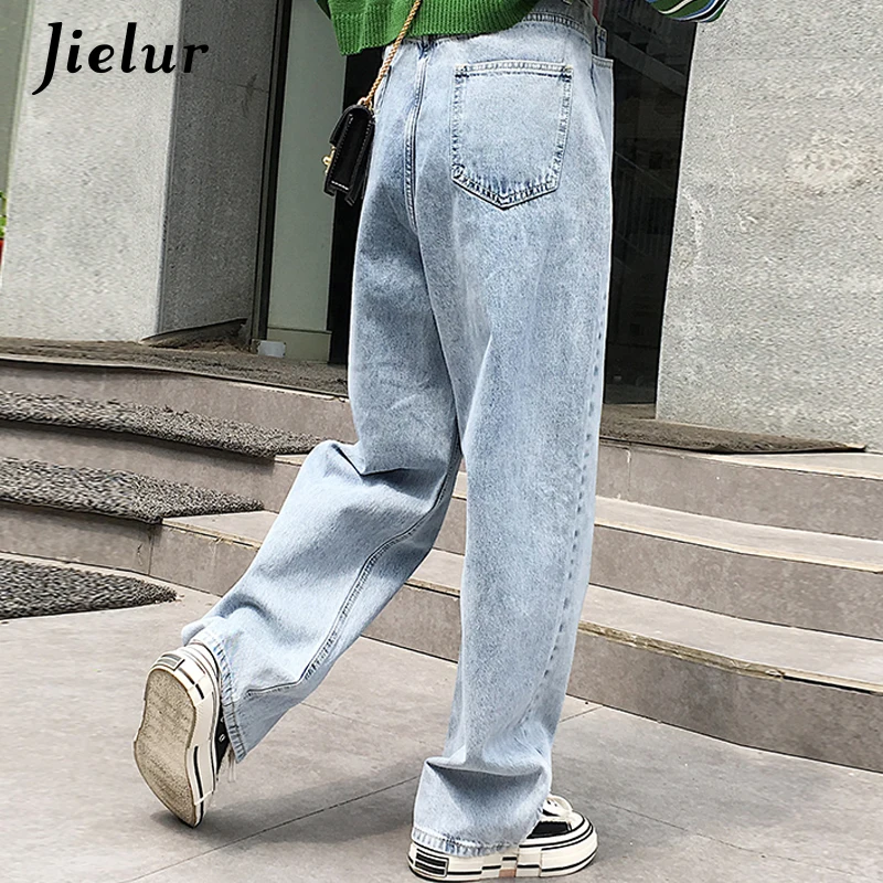 Jielur свободные джинсы с завышенной талией женские прямые модные Harajuku