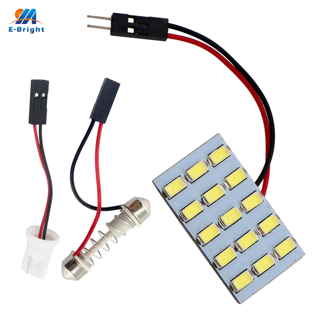 YM E-Bright 50 шт. светодиодные панели 5730 15 SMD светодиодный s 12V DC с T10 фестон-адаптер