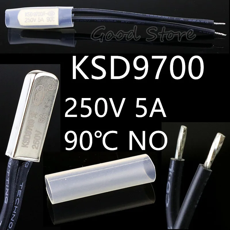 90 Degree Celsius 5 шт. без KSD9700 250V 5A 40~ 155 градусов биметаллический дисковый Температура переключателя нормально открытый термостат Термальность протектор - Цвет: 90 Degree Celsius
