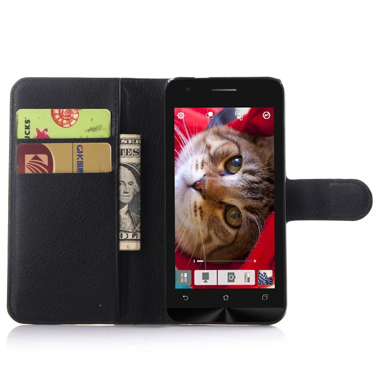 On ZC451CG case wallet PU leather phone for ASUS Zenfone C with stand function and card holder |
