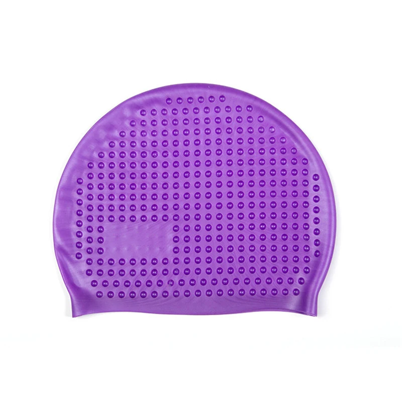 Purple 5 Colors Silicone Rubber Swimming Caps Unisex Swimming Caps Adult Men Women Waterproof Swim Caps Hat Swimming Accessories - Цвет: Purple