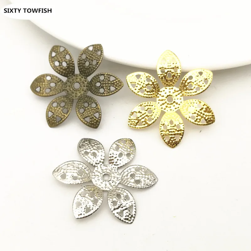

20 pieces/lot 31mm Antique bronze/Gold color/White K Metal Charms Filigree Flower Slice DIY Jewelry Components Findings