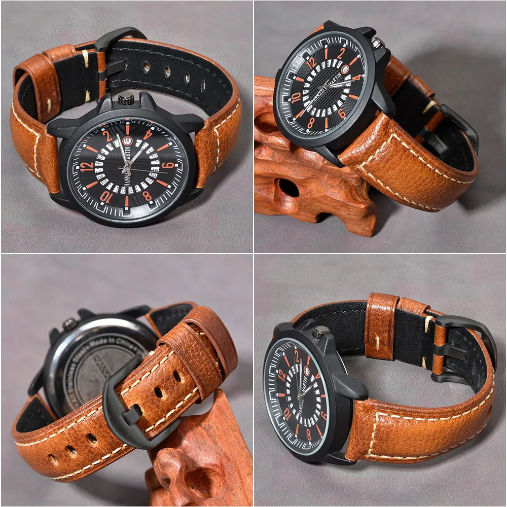 BEAFIRY Litchi Genuine Leather Watch Band 24mm 20mm 22mm Straps Brown Handmade Watchbands Replacement for men women | Наручные часы