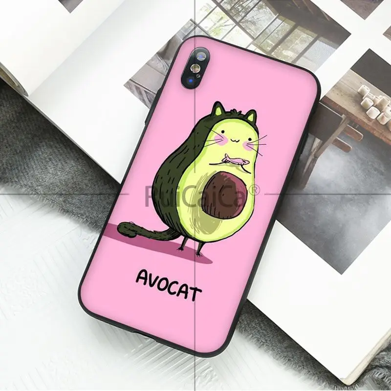 Ruicaica авокадо ТПУ мягкий силиконовый черный чехол для телефона Apple iPhone 8 7 6 6S Plus X XS
