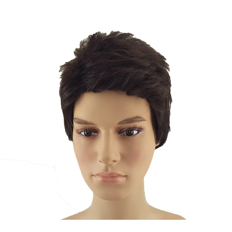 HAIRJOY синтетический натуральный черный парик для мужчин и женщин Короткие вьющиеся слоистые волосы красный коричневый парики на каждый день