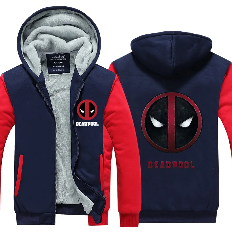Брендовая Новинка, мужские толстовки с капюшоном Deadpool Fight Spider, зимняя флисовая утепленная куртка унисекс, пальто на молнии, одежда, подарок, размер США