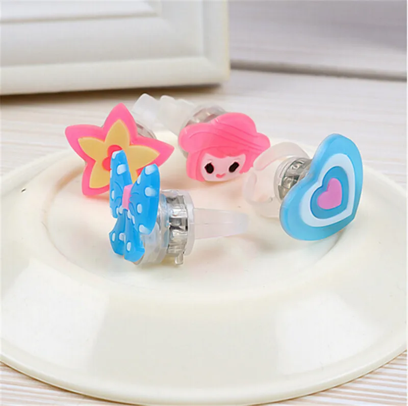 10pcs/lot Kids Cartoon LED Flashing Light Up Glowing Finger Rings Electronic Christmas Halloween Fun Toys Gifts for Children | Игрушки и