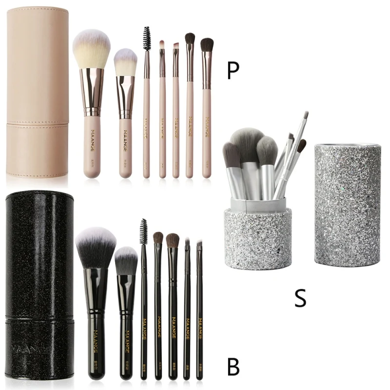

7Pcs Makeup Brush Set With Storage Box Powder Brush Foundation Brush Eyelash Eye Shadow Lip Eyebrow Brush Kit new