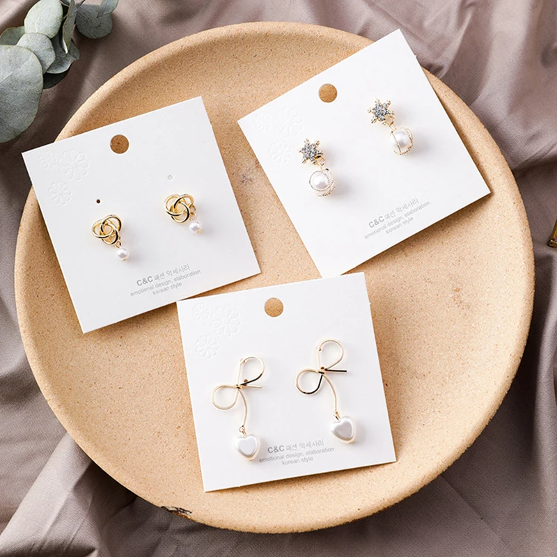 GWACC Fashion Heart Pearl Drop Earrings For Women Natural Freshwater Knot Metal Crystal Snowflake Jewelry | Украшения и