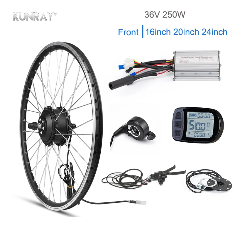 KUNRAY 20 дюймов электрический велосипед комплект BLDC 36 в 250 Вт EBike конверсионный комплект с отключением силового тормоза без аккумулятора комплект Bicicleta Electronica