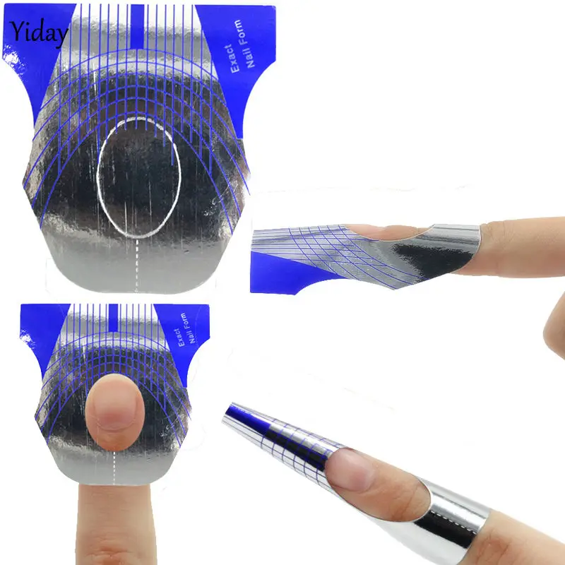 100 шт. синие и серебряные наклейки в форме подковы для наращивания ногтей|nail forms|nail