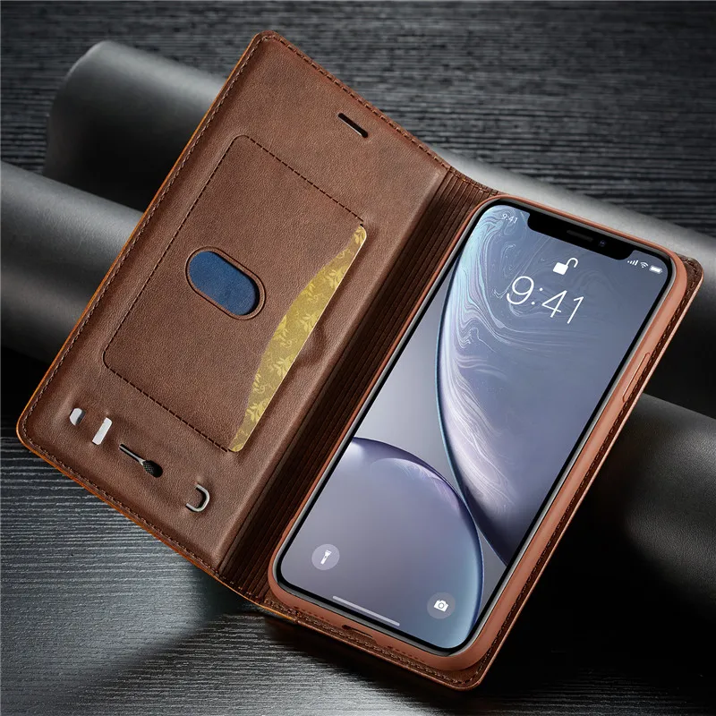 Luxury Leather Flip Case For iPhone 7 8 6 6s Plus Card Holder Cover X XS Max XR Silicone Phone Cases Bag Coque | Мобильные телефоны