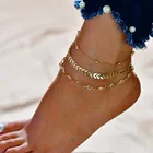 Новые модные Многослойные браслеты золотистого цвета с кристаллами и цепочкой на лодыжке для женщин, винтажные браслеты с блестками, летние пляжные украшения для ног