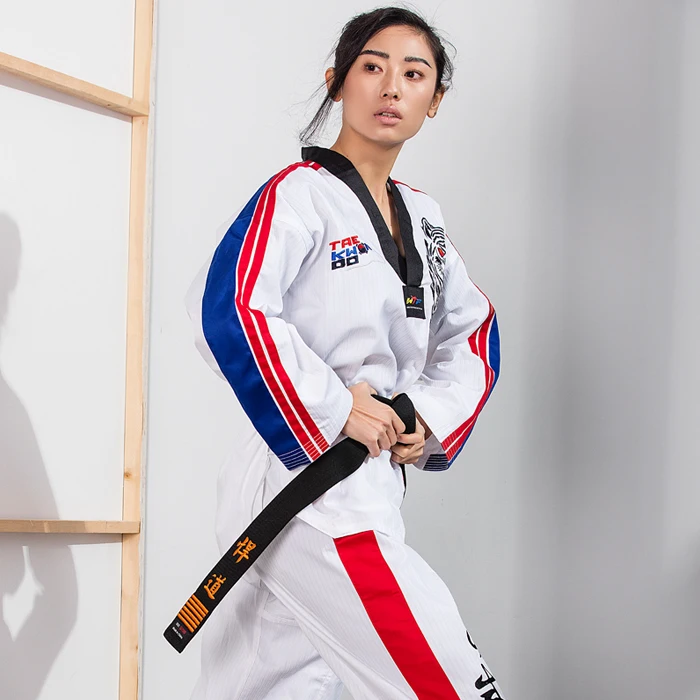Новинка TKD Tae Kwon Do Korea V образный вырез для женщин и мужчин униформа WTF 160 190 см|tkd