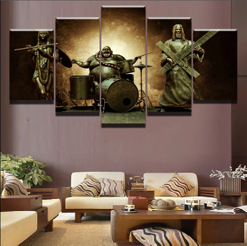 Рамка HD Печатный холст плакат для дома декоративный Гостиная 5 панель Будда Иисус