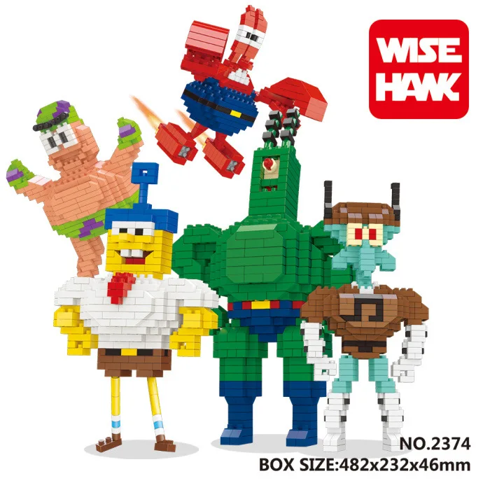 Wisehawk Мини Блоки Spongebob 3D Кирпичи 5 компл. Патрик Звезды DIY Строительство Игрушки