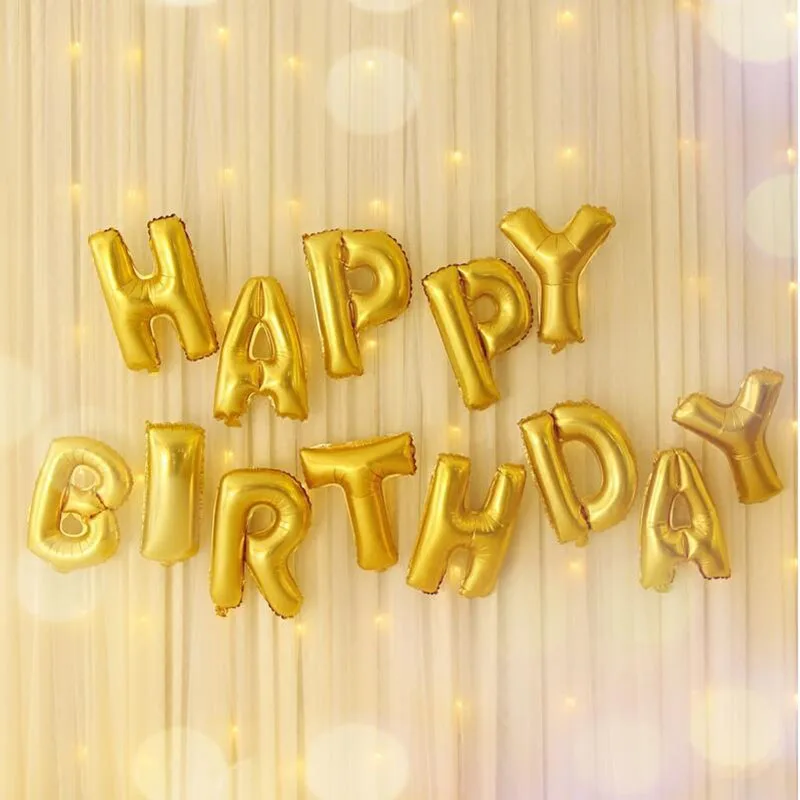 1 комплект HAPPY День рождения украшения надувные шары цвета: золотистый