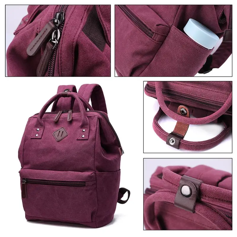 

Women Men Canvas Backpack Schoolbag Vintage Rucksack Travel Daypack