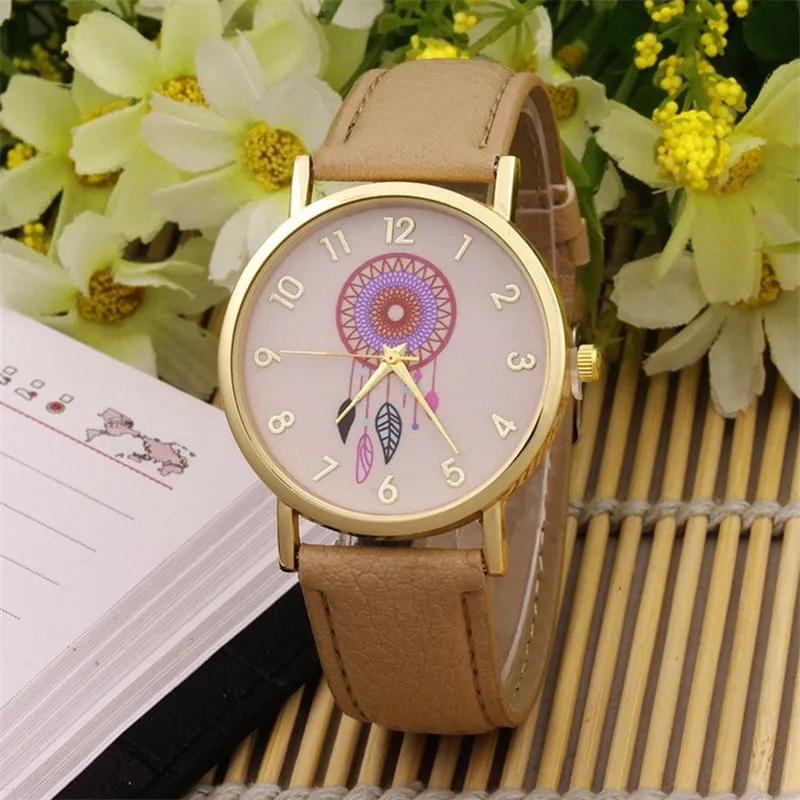 9 цветов МОДНЫЕ ЖЕНСКИЕ НАРЯДНЫЕ часы кварцевые с рисунком Ловца снов relojes mujer