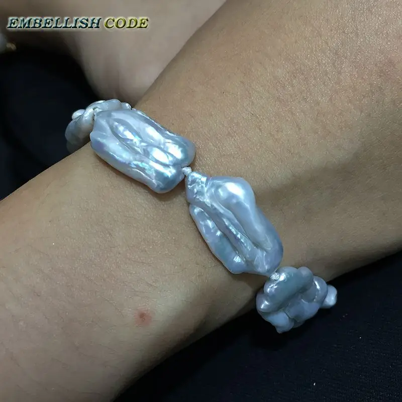 Ожерелье и браслет с жемчугом барокко серого цвета|necklace bracelet set|fine jewelrynecklace |